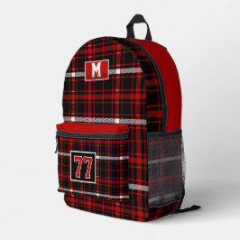 Mochila Impresa Red white Black Checkered tartan plaid Nebraska