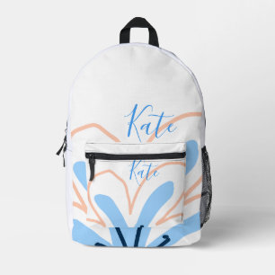 Mochila Impresa Regalo boho retro agregar nombre flor pastel naran
