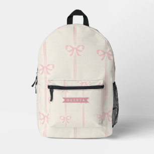 Mochila Impresa Regalo de nombre de lazo rosa personalizado Elegan