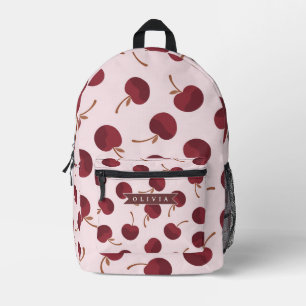 Mochila Impresa Regalo personalizado con patrón de cereza y nombre