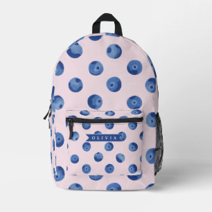 Mochila Impresa Regalo Personalizado de Acuarela de Arándanos Azul