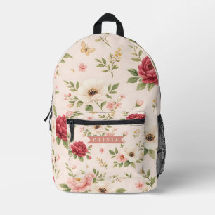 Mochila Impresa Regalo Personalizado de Nombre Romántico Floral Vi