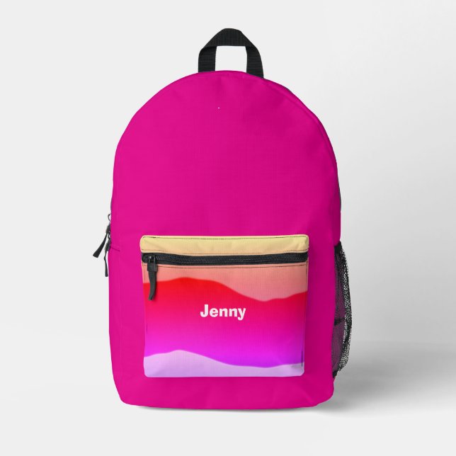 Mochila Impresa Regalo Por Su Guión Nombre Boho Moda Rústico Rosa (Anverso)