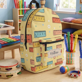 Mochila Impresa Regla Bonita Amarilla Patrón de Regreso a la Escue