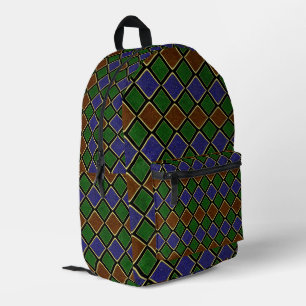Mochila Impresa Rejilla de Diamante Arlequín: Armonía Texturizada