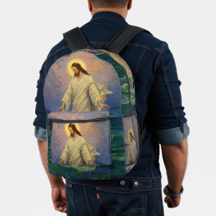 Mochila Impresa Religión Vintage, Jesucristo caminando sobre el ag