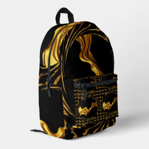 Mochila Impresa Remolino Líquido Oro Negro Monocromo Cristiano Ach