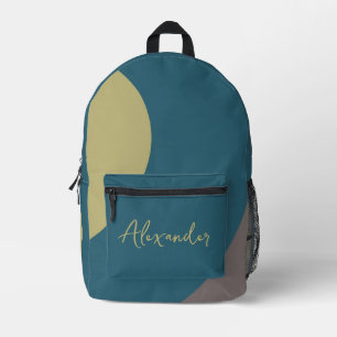 Mochila Impresa Remolinos azules, bronceados y grises