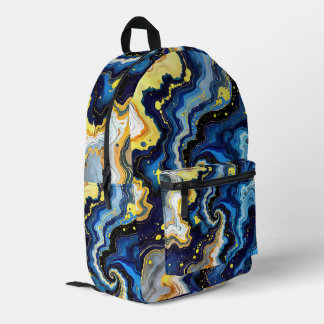 Mochila Impresa Remolinos Vibrantes de Azul y Oro 1