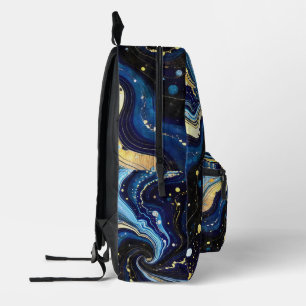 Mochila Impresa Remolinos Vibrantes de Azul y Oro 3