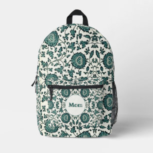 Mochila Impresa Repro del patrón floral chino Art Nouveau con nomb
