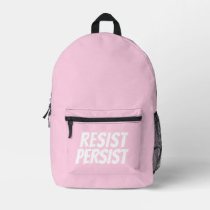 Mochila Impresa Resistir la tipografía moderna rosa claro persiana