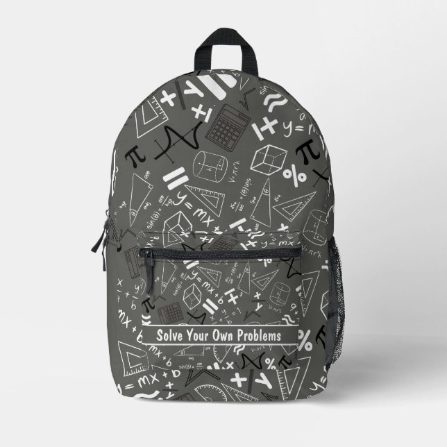 Mochila Impresa resolver sus propios problemas matemáticas gris mo (Anverso)