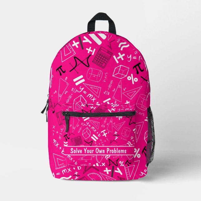 Mochila Impresa resolver sus propios problemas matemáticas rosa mo (Anverso)