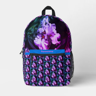 Mochila Impresa Resumen Arte De Flor De Iris Con Barrido Personali