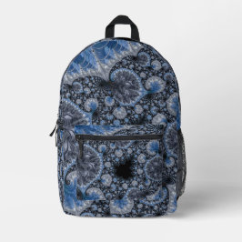 Mochila Impresa Resumen azul gris negro fractal