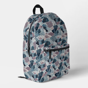 Mochila Impresa Resumen azul y malva Diseño Terrazzo