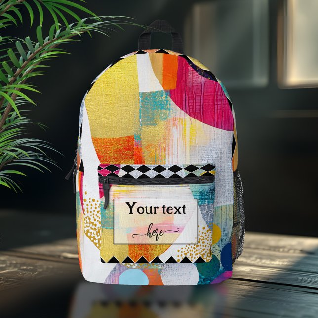 Mochila Impresa Resumen colorido de arte moderno (Backpack featuring a colorful fine art design with custom texts (optional))