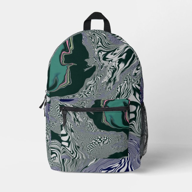 Mochila Impresa —Resumen de arte de remolque de mármol verde (Anverso)