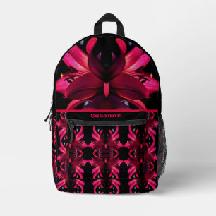 Mochila Impresa Resumen de Flor de Lily Roja Personalizado