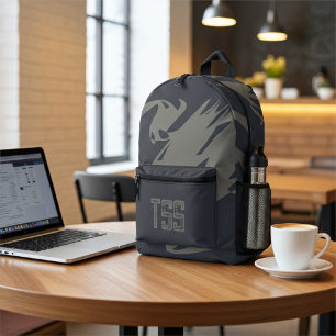 Mochila Impresa Resumen de Guay monogramado Gris grava alterado