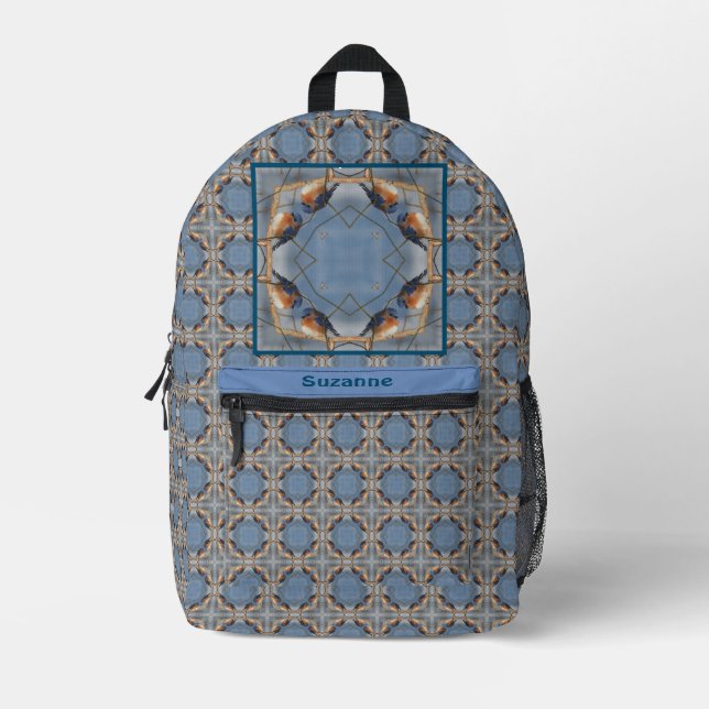 Mochila Impresa Resumen de la naturaleza de Bluebird (Anverso)