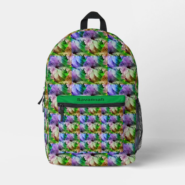 Mochila Impresa Resumen de las flores de Hibiscus (Anverso)
