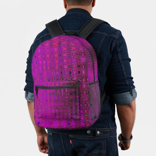 Mochila Impresa Resumen de las ondas de boomerang retro magenta (Insitu (Modelo))