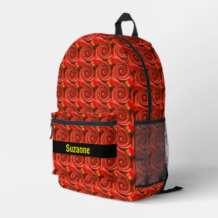 Mochila Impresa Resumen de los Swils Rojo Negro y Amarillo Persona