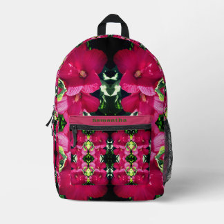 Mochila Impresa Resumen de pares de flores rojas hibiscus personal