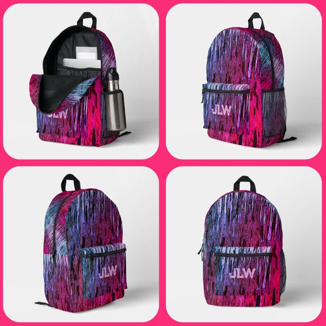 Mochila Impresa Resumen de Pink Magenta Blue Purple Wild (Subido por el creador)