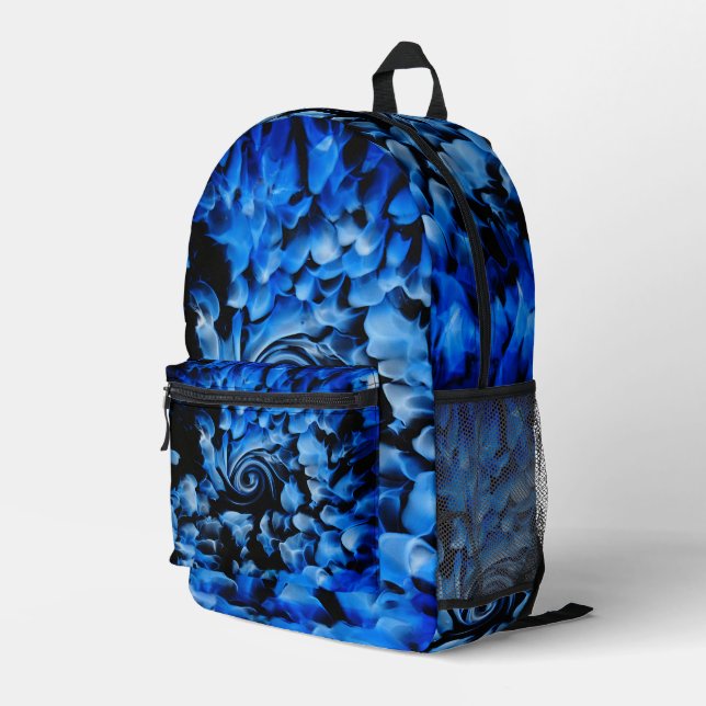 Mochila Impresa Resumen De Vidrio Negro Y Azul (Esquina derecha trasera )