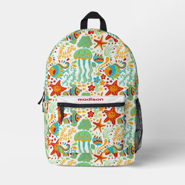 Mochila Impresa Resumen del estilo de vida acuática Personalizado (Anverso)