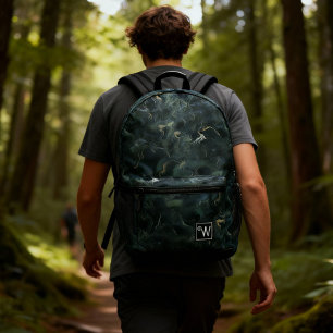 Mochila Impresa Resumen elegante Patrón de tinte verde oscuro