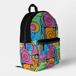 Mochila Impresa Resumen Espirales de energía - patrón transparente