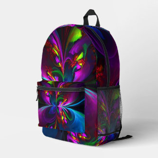 Mochila Impresa Resumen floral moderno Patrón azul rojo del arte #