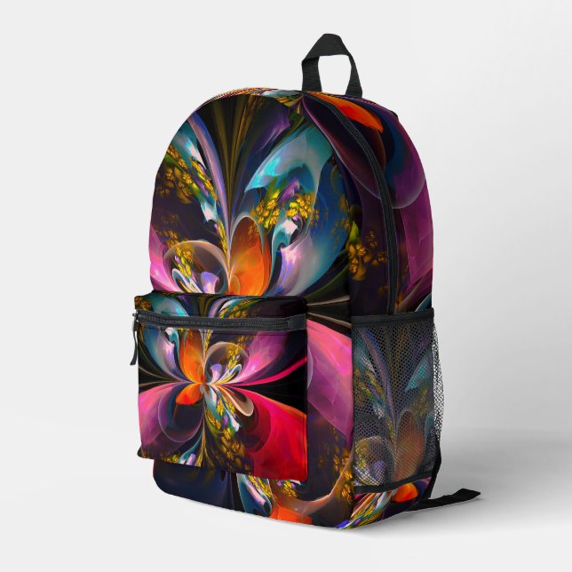 Mochila Impresa Resumen floral moderno Patrón azul rojo del arte # (Esquina derecha trasera )