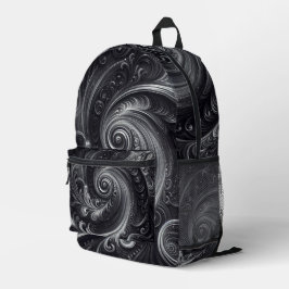 Mochila Impresa Resumen moderno Sencillo giratorio negro y blanco