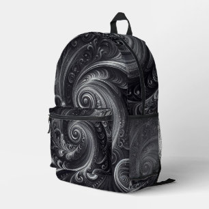 Mochila Impresa Resumen moderno Sencillo giratorio negro y blanco