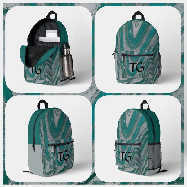 Mochila Impresa Resumen natural de piedra verde azulada y gris mon (Subido por el creador)