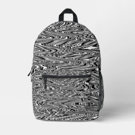 Mochila Impresa Resumen negro y blanco Zigzag Swirl Tie