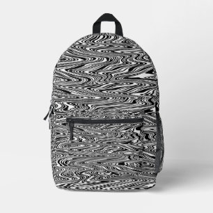 Mochila Impresa Resumen negro y blanco Zigzag Swirl Tie