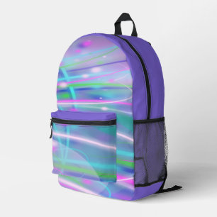 Mochila Impresa Resumen Neon Púrpura Turquesa Rosa