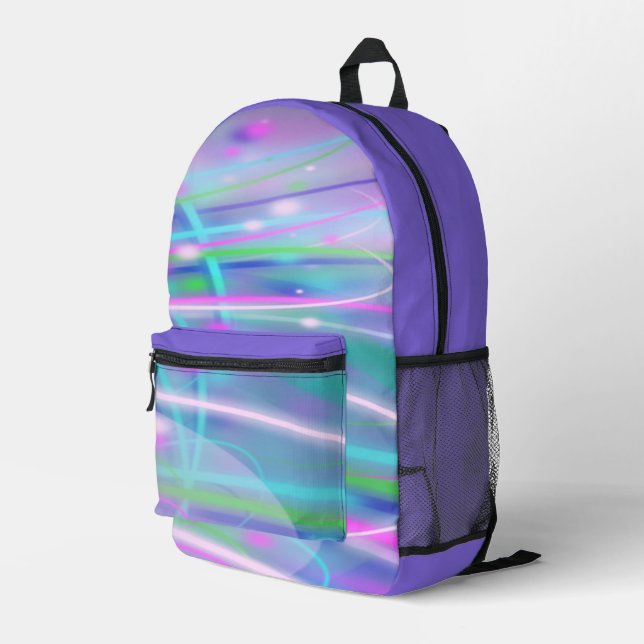 Mochila Impresa Resumen Neon Púrpura Turquesa Rosa (Esquina derecha trasera )