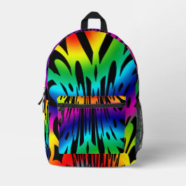 Mochila Impresa Resumen Patrón arcoiris oscuro