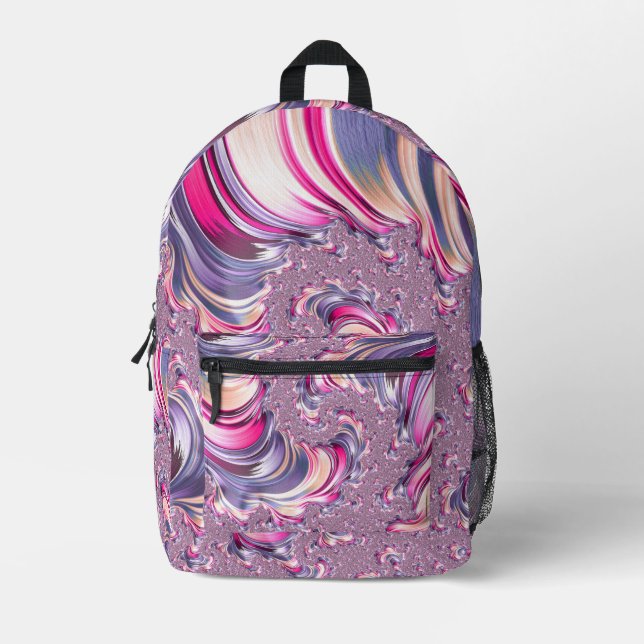 Mochila Impresa Resumen Pink Purple Spiral Fractal (Anverso)