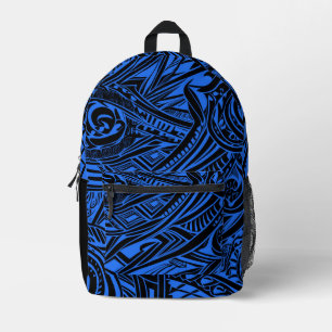 Mochila Impresa Resumen Tribal Negro Y Azul