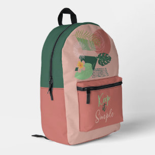 Mochila Impresa Resumen tropical de jungla rosa, verde y amarilla