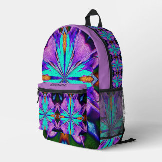 Mochila Impresa Resumen Vibrante Morado Turquesa Personalizado