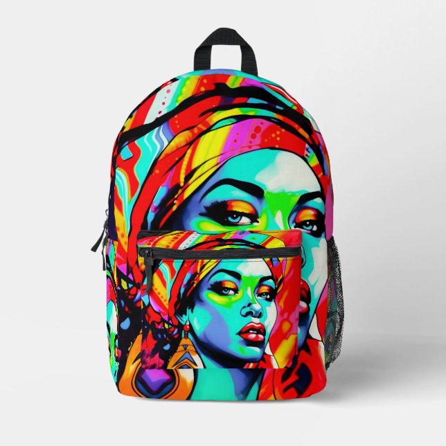 Mochila Impresa Retrato de arte pop (Anverso)